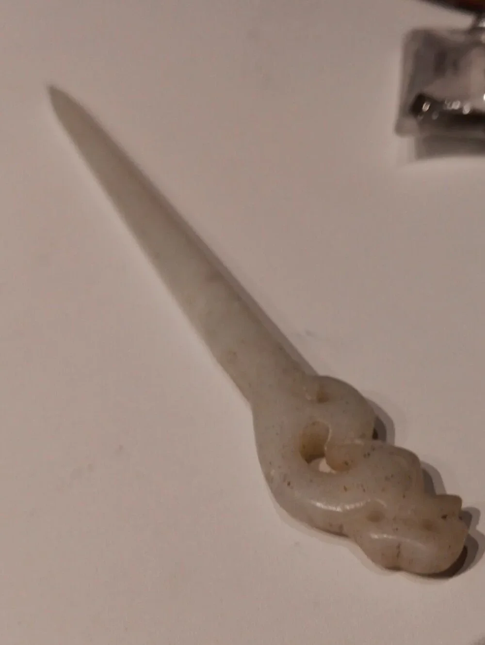 Hand Carved White Jade Hair Pin